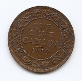 Canada 1 Cent 1919 - George V (with &quot;DEI GRA&quot;) Bronz, 25.5 mm KM-21, America de Nord