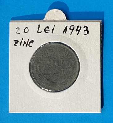 Moneda Regatul Romaniei 20 Lei 1943 in stare buna foto