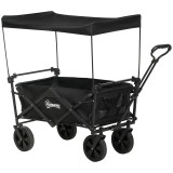 Outsunny Cărucior Pliabil de Exterior cu Copertină Detașabilă, Rezistent pentru Grădină și Camping, cu Maner Telescopic | Aosom Romania