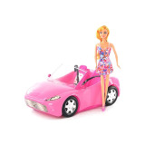 Masina decapotabila cu 2 papusi, accesorii incluse, Barbie