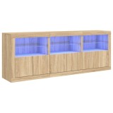 Cumpara ieftin Dulap cu lumini LED, stejar sonoma, 181,5x37x67 cm