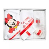 Cumpara ieftin Trusou Botez 6 piese cu text imprimat &quot;Minnie Mouse&quot; ALB - ROSU - TB105