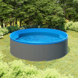 Piscina cu valuri, skimmer suspendat cu pompa, gri, 350x90 cm GartenMobel Dekor, vidaXL