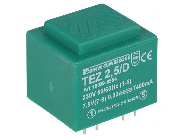 Transformator &Icirc;ncapsulat 2,5VA 230V la 7,5V PCB