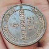 GERMANIA 5 PFENNIGE 1862 B , detalii , patina