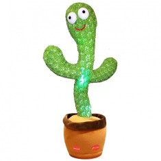 Jucarie Cactus Dansator Nevermore, cu Acumulator si Cablu USB, Danseaza, Canta, Vorbeste si Inregistreaza, 33 cm, Verde