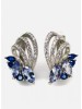 Cercei Argint 925 Placat Aur Alb cu Tanzanite Naturale &amp; CZ Albastre, 11.9x18.9mm