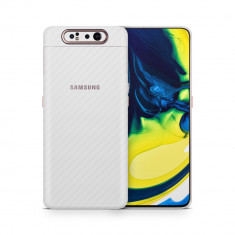 Skin Samsung Galaxy A80 (set 2 folii) CARBON ALB foto