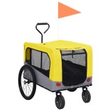 vidaXL Remorcă bicicletă &amp; cărucior 2-&icirc;n-1 animale, galben și gri