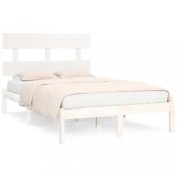 Cumpara ieftin Cadru de pat mic dublu, alb, 120x190 cm, lemn masiv