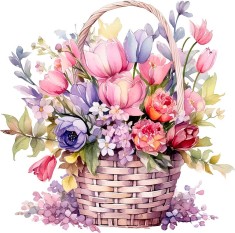 Sticker decorativ Cos cu Flori, Roz, 63 cm, 8112ST-5 foto