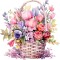 Sticker decorativ Cos cu Flori, Roz, 63 cm, 8112ST-5