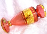 VAZA CRISTAL BOHEMIA CEHOSLOVACIA LUCRATA MANUAL DECOR AURIT MASIV 24.5 CM