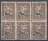 1917/1918 TIMBRE DE AJUTOR FISCAL/POSTALE SUPRATIPAR MVIR BLOC DE 6 TIMBRE MNH, Nestampilat