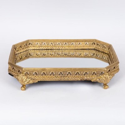 Tava din rasina cu oglinda Antique Gold 40 cm x 28 cm foto