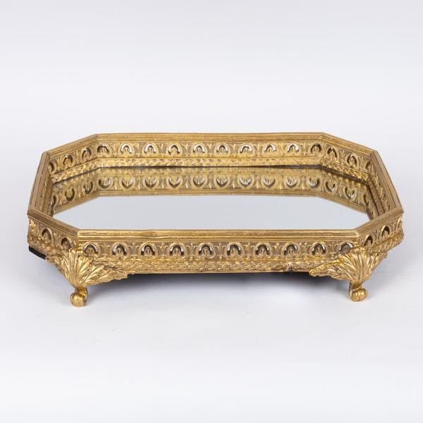 Tava din rasina cu oglinda Antique Gold 40 cm x 28 cm