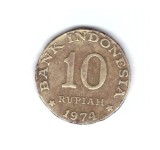 Moneda Indonezia 10 rupiah 1974 FAO, cant lipsa, curata