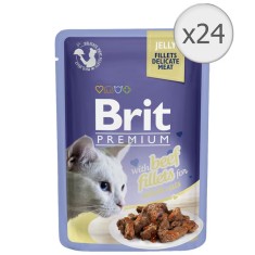 Hrana umeda pentru pisici Brit Premium Delicate, Vita in Aspic, 24x85g