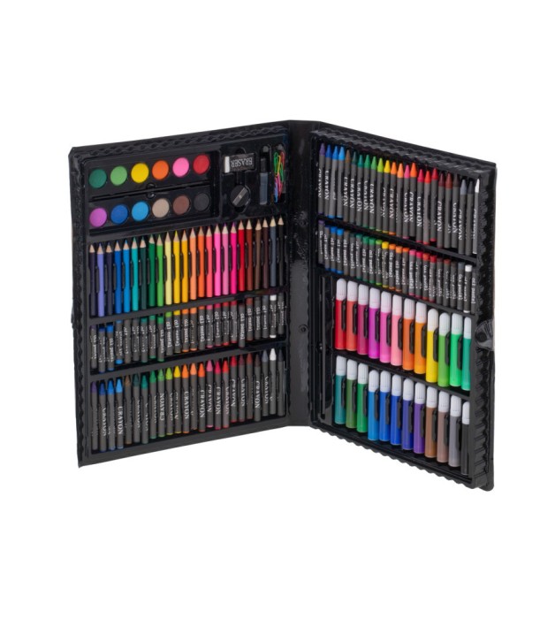 Set de pictura si desen, 168 bucati, tip valiza de depozitare, negru, 36.3 x 30.5 x 3.8 cm