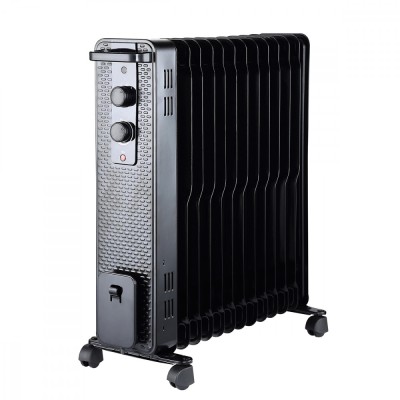 Radiator cu ulei 3000W, 13 elementi, cu roti, negru foto