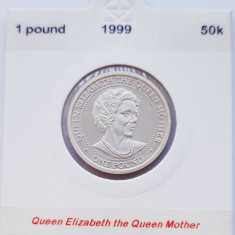 79 Guernsey 1 Pound 1999 Elizabeth II (The Queen Mother) km 120 proof argint