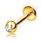 Piercing buza sau barbie din aur 14K - bila cu diamant, 6 mm