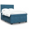 VidaXL Pat box spring cu saltea, albastru, 140x200 cm, catifea 3290946
