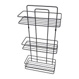 Cumpara ieftin Etajera pentru baie, din metal, trei rafturi dreptunghiulare, negru mat, SB006B, 270 x 110 mm
