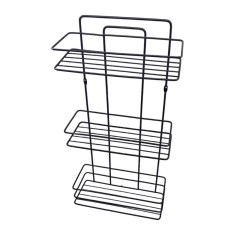 Etajera pentru baie, din metal, trei rafturi dreptunghiulare, negru mat, SB006B, 270 x 110 mm