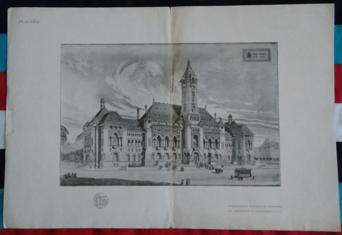 Ilustrație CONSTRUCȚIA PALATULUI COMUNAL DE ARHITECT P. ANTONESCU - CCA 1910