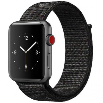 Curea iUni compatibila cu Apple Watch 1/2/3/4/5/6/7, 38mm, Nylon Sport, Woven Strap, Dark Black foto