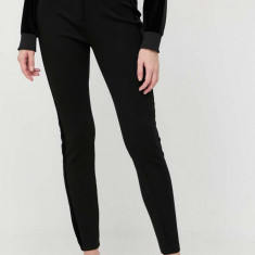 Armani Exchange pantaloni femei, culoarea negru, mulata, high waist