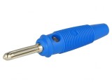 Mufă banană 4mm albastră 30A 60VDC nichelată, HIRSCHMANN