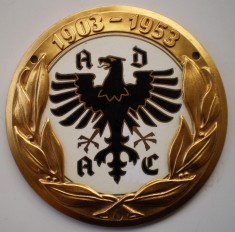 5.153 GERMANIA PLACHETA AUTO ADAC CLUB AUTOMOBILISTIC 1903-1953 M&Uuml;NCHEN 92mm