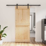 Cumpara ieftin Usa glisanta Natural si Negru 85 x 210 cm Lemn de Pin Solid