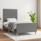 VidaXL Cadru de pat fără saltea, gri &icirc;nchis, 100x200 cm, textil