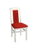Scaun de living si bucatarie, SB Tim, din lemn masiv fag, tapiterie stofa, lacuit, 120 kg, 96x43x40 cm, Alb/Rosu