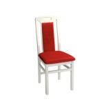 Scaun de living si bucatarie, SB Tim, din lemn masiv fag, tapiterie stofa, lacuit, 120 kg, 96x43x40 cm, Alb/Rosu