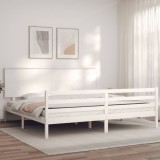 Cumpara ieftin Cadru pat cu tăblie 200x200 cm, alb, lemn masiv