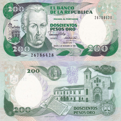 Columbia 200 Pesos Oro 01.11.1989 foto