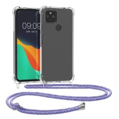 Bumper kwmobile pentru Google Pixel 4a 5G, Silicon, Transparent/Mov, 53652.108 foto