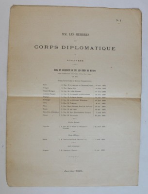 MM. LE MEMBRES DU CORPS DIPLOMATIQUE A BUCAREST , NR.1 , JANVIER 1905 foto