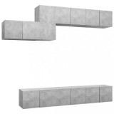 Cumpara ieftin Set de dulapuri TV, 7 piese, gri beton, lemn prelucrat
