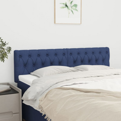 vidaXL Tăblii de pat, 2 buc, albastru, 80x7x78/88 cm, textil foto