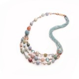 Cumpara ieftin Colier Argint 925 placat aur roz, Acvamarin, Morganit, Perle cultura, 53cm, Diva, Made in Italy
