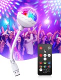 Proiector Disco LED RGB cu Telecomanda, Alimentare USB, Lumini Club