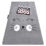 Covor PETIT CAT PISICĂ COROANĂ gri, 200x290 cm, Dreptunghi, Polipropilena
