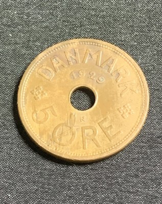 Moneda 5 ore 1929 Danemarca foto