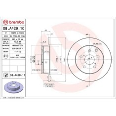 Set disc frana Lexus Hs Anf10 07.09-01.18; Toyota Rav 4 3 A3 06.05-08.14, Rav 4 4 A4 12.12-09.19, Rav 4 4 Van A4 12.12-, Spate, 281X12mm, plin, Brembo