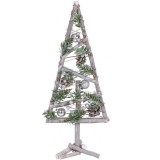 Decoratiune craciun Mini brad din lemn cu globuri, 20x3x47 cm, Strend Pro
